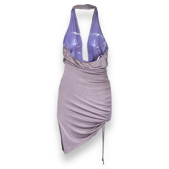 NEW 21 Saints Mauve Halter Dress Side Ruched Bodycon Asymmetrical Womens Size S - Picture 7 of 7